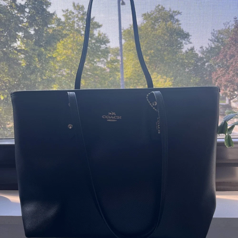Coach Black Pebbled Leather Tote - Picture 3 of 15